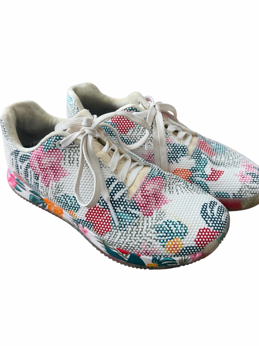 NOBULL Women’s Size 9 Floral Trainer Sneakers White Pink Green Cross Training
